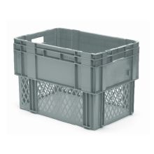 Stapelbare, nestbare Transportkiste DTK1 600x400x420 mm (lxbxh) grau