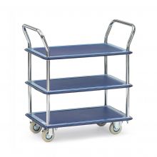 Tischwagen, Transportwagen 120 kg aus Stahl mit 3 Etagen und 2 Schiebegriffen 740x480