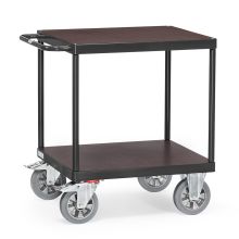 Tischwagen, Schwerlastwagen 1200 kg 700x700 mit 2 Holzetagen anthrazit
