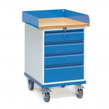 Fahrbarer Schrank 150 kg 650x550 mit Rand und 4 Schubladen