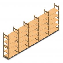 Vorteilsreihe hölzernes Fachbodenregal BT Euro 2100x5030x500 mm (hxbxt) 5 Ebenen