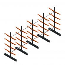 Vorteilsreihe leichte Kragarmregal doppelseitig 2500x5100x600 mm (hxbxt) 4 Ebenen