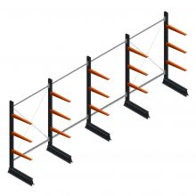 Vorteilsreihe leichte Kragarmregal einseitig 2000x5100x600 mm (hxbxt) 3 Ebenen