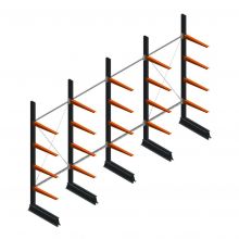 Vorteilsreihe leichte Kragarmregale einseitig 2500x4100x600 mm (hxbxt) 4 Ebenen