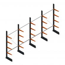 Vorteilsreihe leichte Kragarmregal einseitig 2500x5100x500 mm (hxbxt) 4 Ebenen