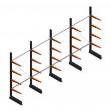 Vorteilsreihe leichte Kragarmregal einseitig 2500x5100x600 mm (hxbxt) 4 Ebenen