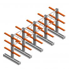 Vorteilsreihe Medium Kragarmregal IT doppelseitig 1990x4000x600 mm (hxbxt) 3 Ebenen