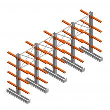 Vorteilsreihe Medium Kragarmregal IT doppelseitig 2455x4800x600 mm (hxbxt) 4 Ebenen