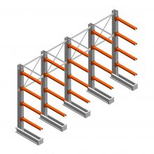 Vorteilsreihe medium Kragarmregal IT einseitig 2455x4000x800 mm (hxbxt) 4 Ebenen