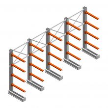 Vorteilsreihe medium Kragarmregal IT einseitig 2455x4800x800 mm (hxbxt) 4 Ebenen