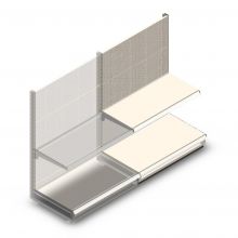 Wandregal mit Perforation Tego 1400x1000x570 mm (hxbxt) 2 Ebenen RAL9001 Anbauregal