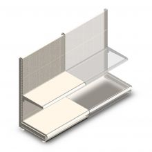 Wandregal mit Perforation Tego 1400x1000x570 mm (hxbxt) 2 Ebenen RAL9001 Anfangsregal