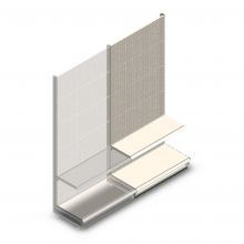 Wandregal mit Perforation Tego 2200x1000x470 mm (hxbxt) 2 Ebenen RAL9001 Anbauregal