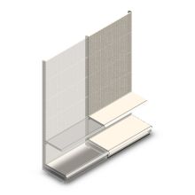 Wandregal mit Perforation Tego 2200x1000x470 mm (hxbxt) 2 Ebenen RAL9001 Anbauregal