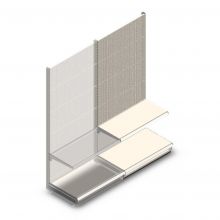 Wandregal mit Perforation Tego 2200x1000x570 mm (hxbxt) 2 Ebenen RAL9001 Anbauregal