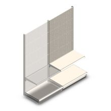 Wandregal mit Perforation Tego 2200x1000x570 mm (hxbxt) 2 Ebenen RAL9001 Anbauregal