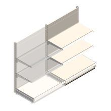 Wandregal Tego 1400x1000x570 mm (hxbxt) 3 Ebenen RAL9001 Anbauregal
