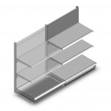 Wandregal Tego 1400x1000x570 mm (hxbxt) 3 Ebenen RAL9006 Anbauregal