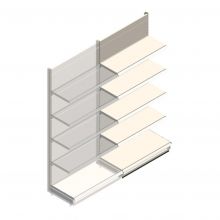 Wandregal Tego 2200x1000x470 mm (hxbxt) 5 Ebenen RAL9001 Anbauregal