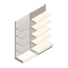 Wandregal Tego 2200x1000x470 mm (hxbxt) 5 Ebenen RAL9001 Anbauregal