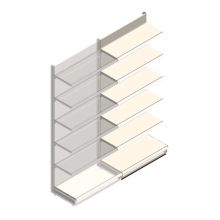 Wandleistenregal Tego 2400x1000x470 mm (hxbxt) 6 Ebenen RAL9001 Anbauregal