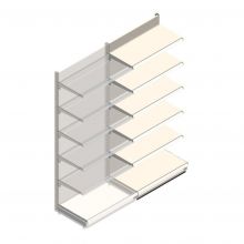 Wandregal Tego 2400x1000x570 mm (hxbxt) 6 Ebenen RAL9001 Anbauregal