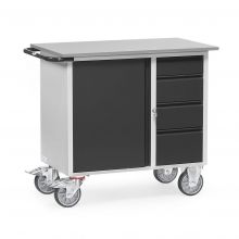Werkstattwagen aus Stahlblech 400 kg mit 1 Schrank und 4 Schubladen 985x590 anthrazit
