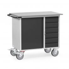 Werkstattwagen aus Stahlblech 400 kg mit 1 Schrank und 6 Schubladen 985x590 anthrazit