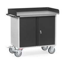Werkstattwagen aus Stahlblech 400 kg mit Doppeltüren und umlaufendem Rand 985x590 mm (lxb) anthrazit