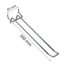 Ladenregal-Displayhaken, Perfohaken 300 mm doppelt 4,0 mm Durchmesser