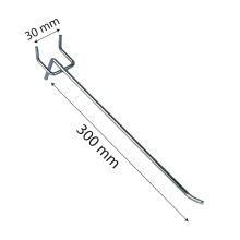 Ladenregal Displayhaken, Perfohaken 300 mm einfach 4,8 mm Durchmesser