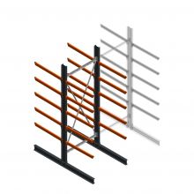 Schweres Kragarmregal, doppelseitig 4000x1500x1200mm (hxbxt) 5 Ebenen Anfangsregal