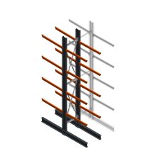 Schweres Kragarmregal beidseitig 5000x800x1200 mm (HxBxT) 4 Ebenen Grundregal