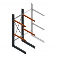 Schwere Kragarmregal einseitig 3000x1000x1000mm (hxbxt) 2 Ebenen Anfangsregal