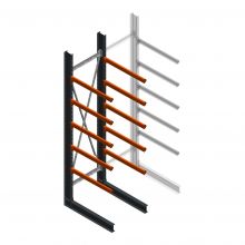 Schwerlast-Kragarmregal einseitig 4000x1000x1000mm (hxbxt) 5 Ebenen Anfangsregal