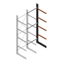 Schweres Kragarmregal einseitig 5000x1500x1200mm (HxBxT) 4 Ebenen Anbauregal 345kg/Arm