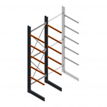 Schweres Kragarmregal einseitig 5000x1500x1000mm (hxbxt) 5 Ebenen Anfangsregal