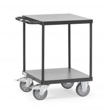 Schwerer Tischwagen 500 kg mit 2 Holzetagen 600x600 anthrazit