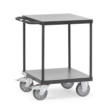Schwerer Tischwagen 500 kg mit 2 hölzernen Ebenen 600x600 anthrazit