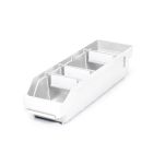 Lagerbehälter 4012 weiß mit 3 Trennwänden und 4 Etiketten 400x120x95mm (HxBxT)