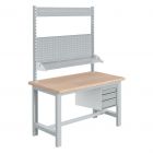 Werkbank mit Schubladenschrank Sofame Multiplex 40mm 1500x750x840mm 1500kg Grau