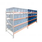 Fächerschrank AR 2000x2250x1200 mm (hxbxt) 4 Ebenen mit 40 Verteilungsbehältern Anbauregal