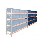 Fächerschrank AR 2000x2250x600 mm (hxbxt) 4 Ebenen mit 20 Distributionsbehältern Anbauregal