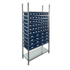 Behälterregal 2.000x1.000x400mm mit 64 Lagerbehältern / 256 Positionen Blau