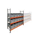 Behälterregal AR 2000x2250x600 mm (HxBxT) 3 Ebenen mit 15 Begra Euronorm Stapelbehältern grau Grundregal
