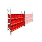 Behälterregal AR 2000x2250x600 mm (HxBxT) 3 Ebenen mit 15 Begra Euronorm-Stapelbehältern rot Grundregal
