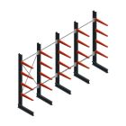 Vorteilsreihe mittleres Kragarmregal einfachseitig 2500x5000x600mm (hxbxt) 4 Ebenen