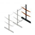 Leichte doppelseitige Kragarmregal 2000x1250x600 mm (hxbxt) 2 Ebenen Anbauregal