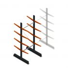 Leichtes Kragarmregal doppelseitig 2500x1000x500 mm (hxbxt) 4 Ebenen Anfangsregal