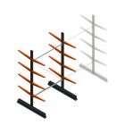 Leichtes doppelseitiges Kragarmregal 2500x1500x600 mm (hxbxt) 4 Ebenen Anfangsregal